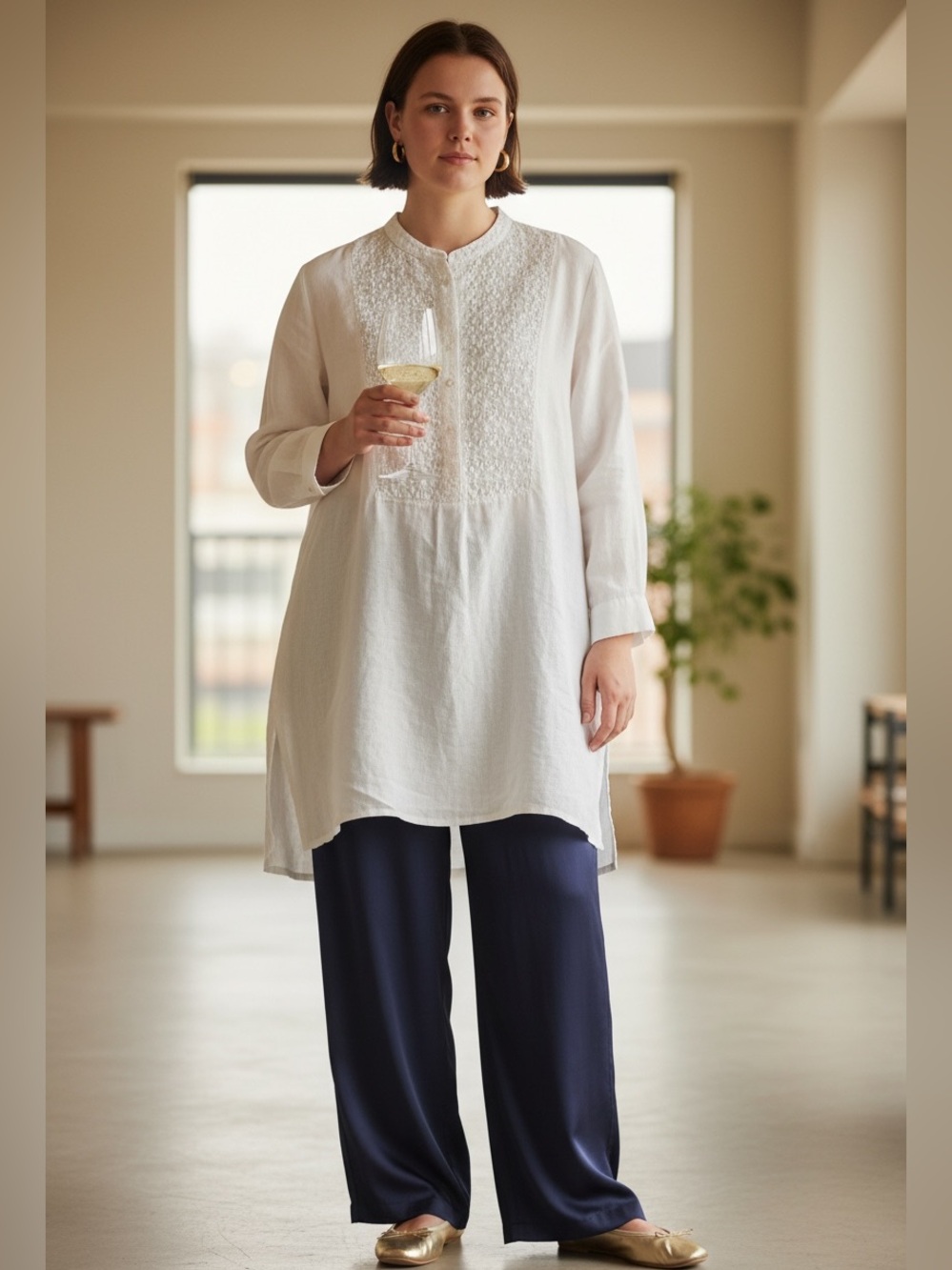 Boho Chic Linen and Lace Elegant top